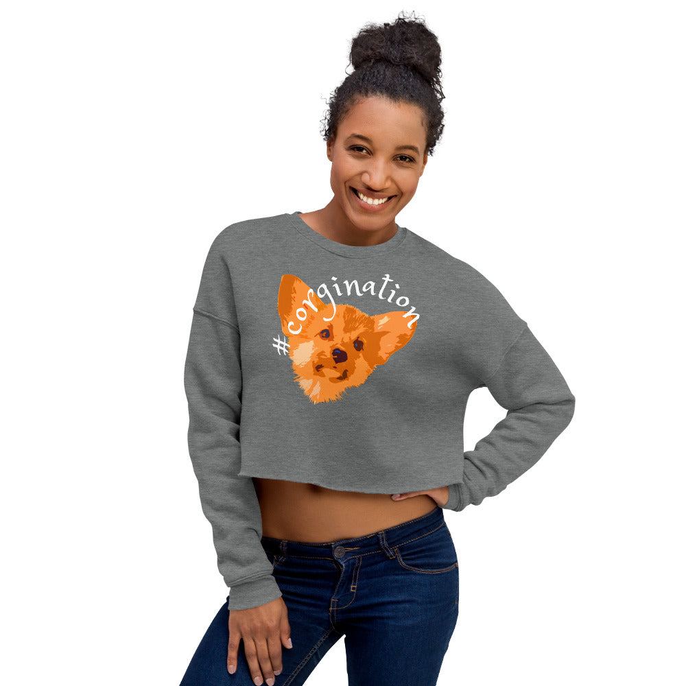 Gift for dog lovers. #corgination cropped sweatshirt for girls. Streetwear for women WickedYo.